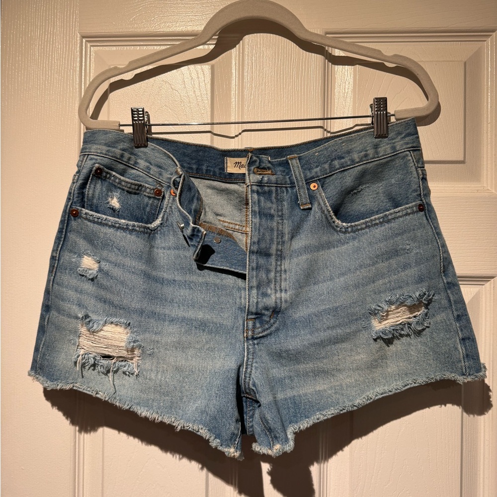Madewell Blue Jean Shorts Distressed High-Waisted